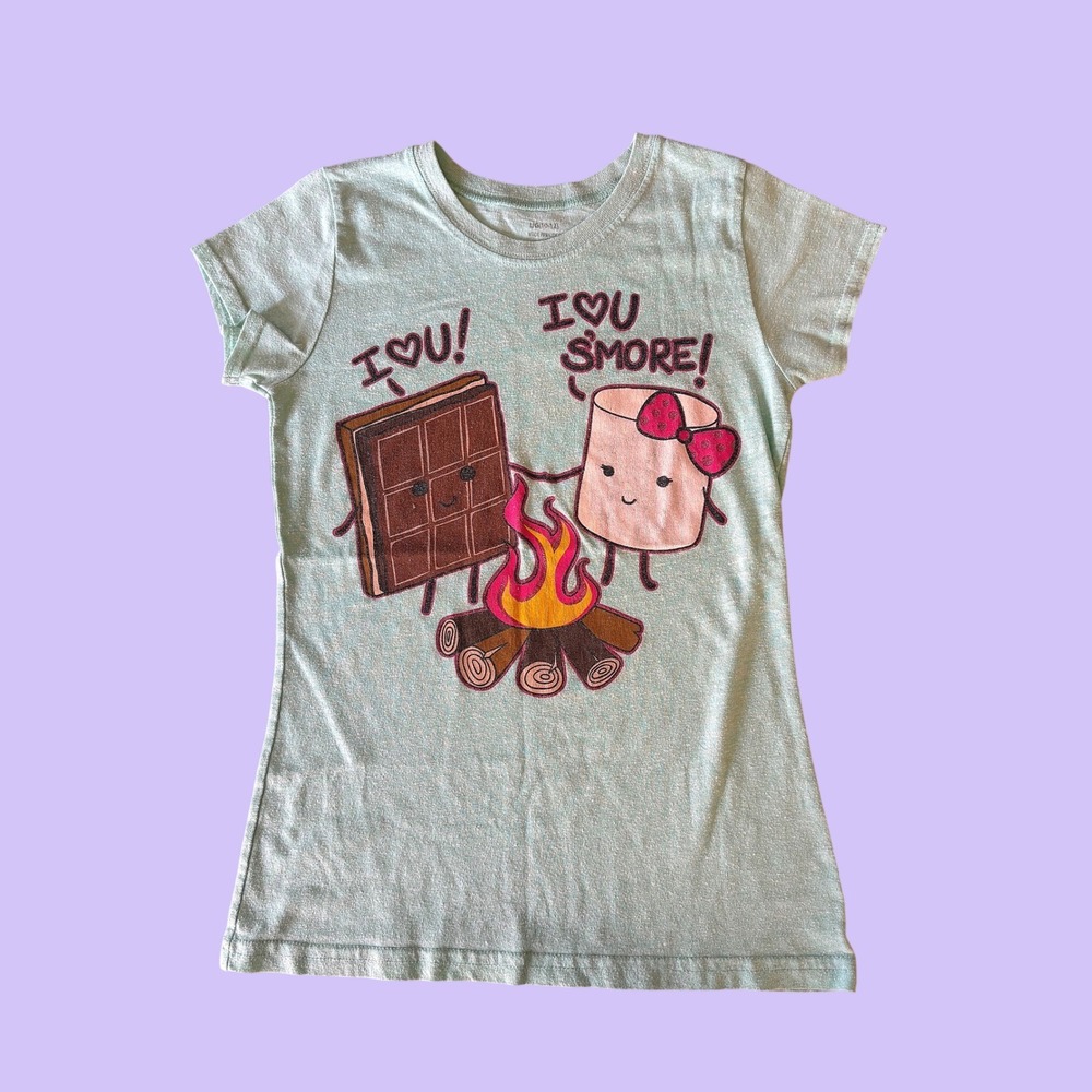 Y2K I Love You Smore Graphic Baby Tee Blue Scene Cute #18